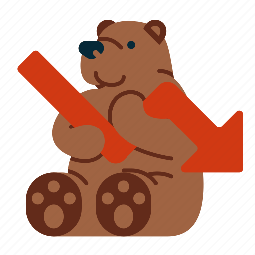 Bear, stock, investment, down, animals icon - Download on Iconfinder