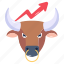 bull graph, bull chart, uptrend stock, bullhead, bull 