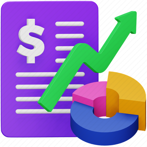 Annual, report, stock, market, trading, document, graph 3D illustration - Download on Iconfinder