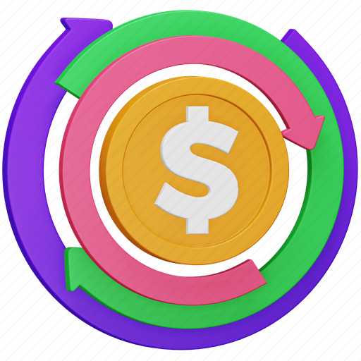 Cash, flow, stock, market, money, transaction, process 3D illustration - Download on Iconfinder