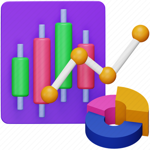 Market, growth, stock, trading, finance, chart, trend 3D illustration - Download on Iconfinder
