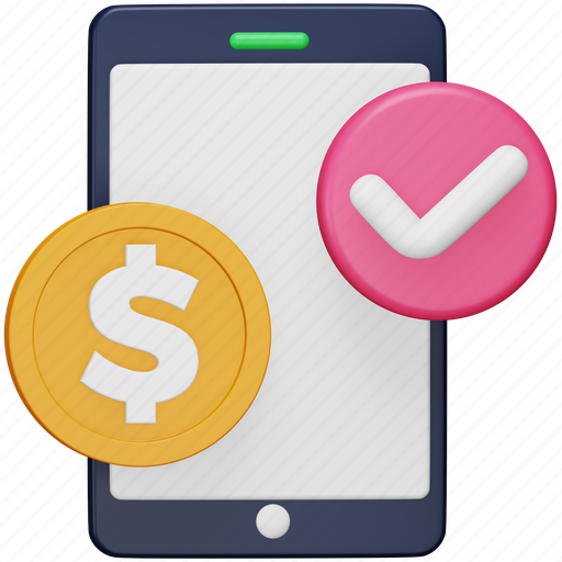 Online, transaction, confirmation, finance, mobile, money, payment 3D illustration - Download on Iconfinder
