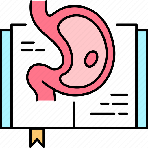 Stomach, disease, peptic, ulcer, erosion, book icon - Download on Iconfinder