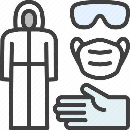 Glasses, gloves, mask, overalls, protective suit icon - Download on Iconfinder