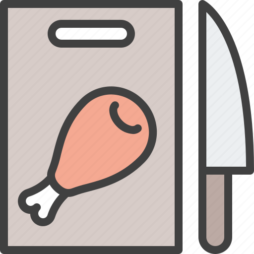 Cook, cooking, cutting board, drumstick, knife, meat icon - Download on Iconfinder