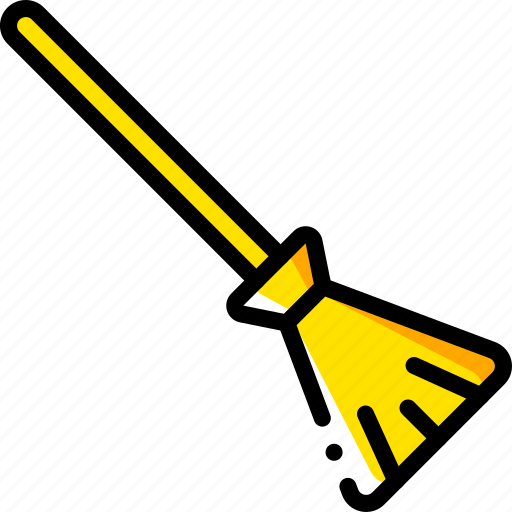 Broom, fairy tale, story, time, yellow icon - Download on Iconfinder