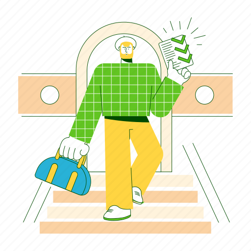 Walks, stairs, work, done, staircase, check, list illustration - Download on Iconfinder