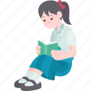 reading, book, study, leisure, schoolgirl
