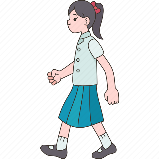 Walking, schoolgirl, primary, student, education icon - Download on Iconfinder