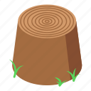 cartoon, food, grass, isometric, near, stump, tree