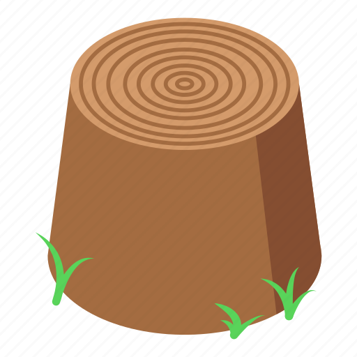 Cartoon, food, grass, isometric, near, stump, tree icon - Download on Iconfinder