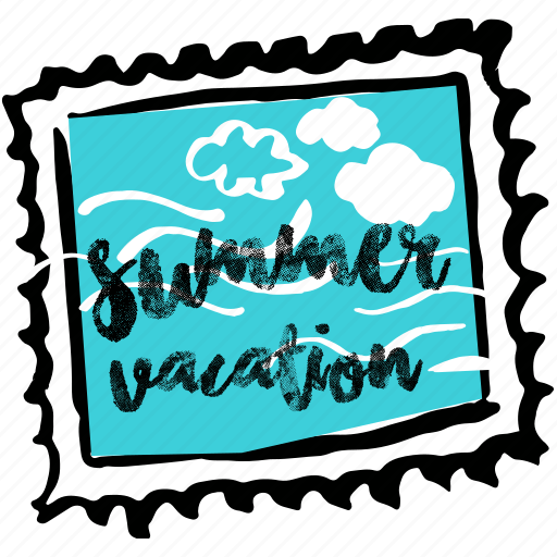 Summer, vacation, travel, tourism, holiday, trip, postage stamp sticker - Download on Iconfinder