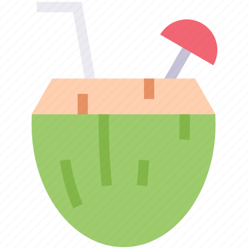 Beverage, cocktail, coconut, drink, straw, tropical icon - Download on Iconfinder