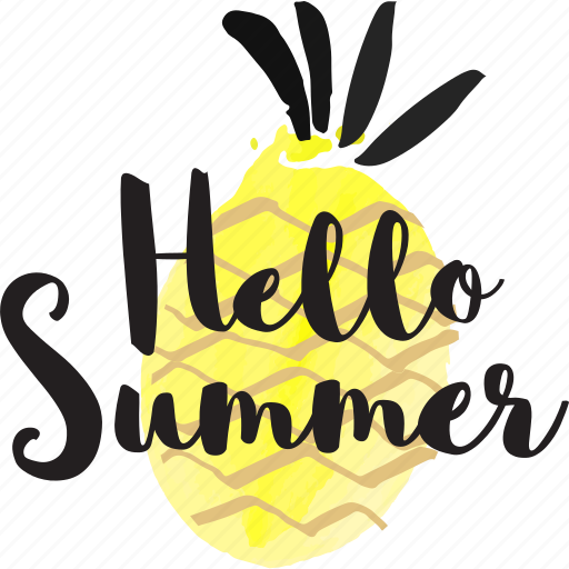 Summer, holiday, vacation, travel, tourism, pineapple, hello sticker - Download on Iconfinder