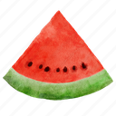 watermelon, watercolor, slice, summer, fruit, piece, food