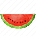 watermelon, watercolor, slice, summer, fruit, piece, food