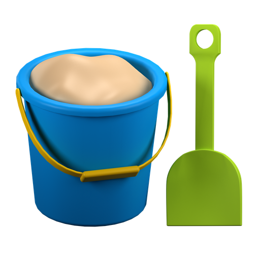 Bucket, sand bucket, shovel, sand, scoop, beach 3D illustration - Free download