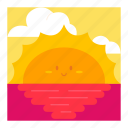 sunset, beach, summer, sun, sea, weather, sunrise, cloud, afternoon
