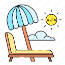 sun, bed, umbrella, sun umbrella, sunbathe, sun bath, summer, holiday, beach