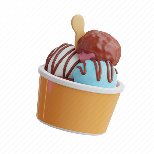 Ice, cream, dessert, summer, sweet, chocolate, vanilla 3D illustration - Download on Iconfinder