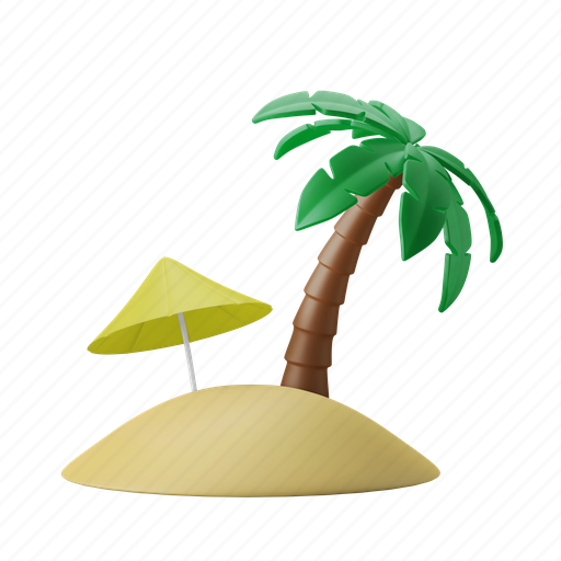 Beach, island, vacation, summer, tourism 3D illustration - Download on Iconfinder