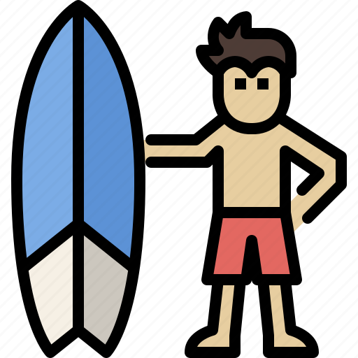 Beach, man, season, summer, surfboard, surfing, vacation icon - Download on Iconfinder