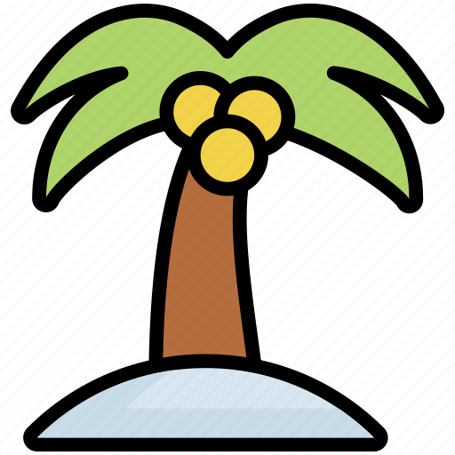 Beach, coconut, palm, sea, summer, tree, vacation icon - Download on Iconfinder