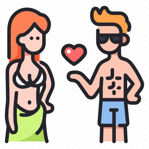 Beach, couple, flirting, love, people, summer, young icon - Download on Iconfinder
