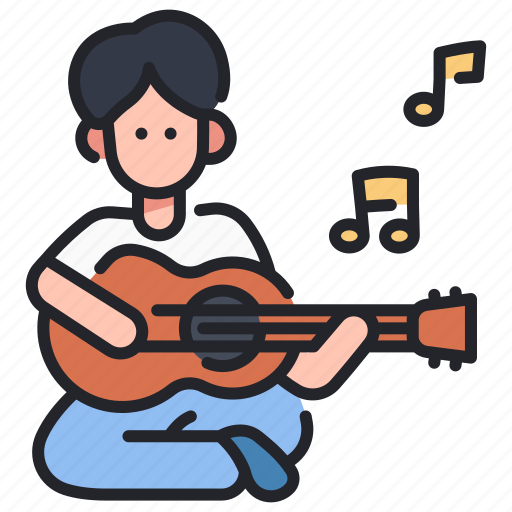Guitar, man, music, musician, play, playing, sitting icon - Download on Iconfinder