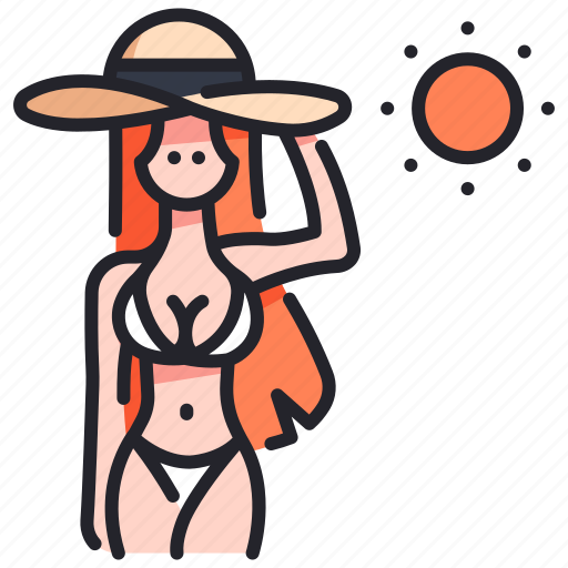 Beach, bikini, female, girl, hat, summer, vacation icon - Download on Iconfinder