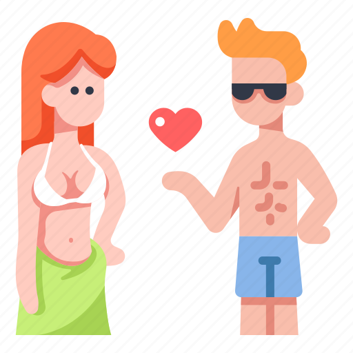 Beach, couple, flirting, love, people, summer, young icon - Download on Iconfinder