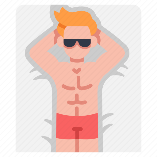 Beach, holiday, man, relax, summer, sunbathing, vacation icon - Download on Iconfinder