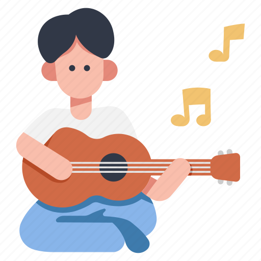 Guitar, man, music, musician, play, playing, sitting icon - Download on Iconfinder