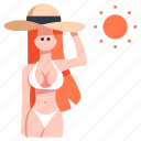 beach, bikini, female, girl, hat, summer, vacation