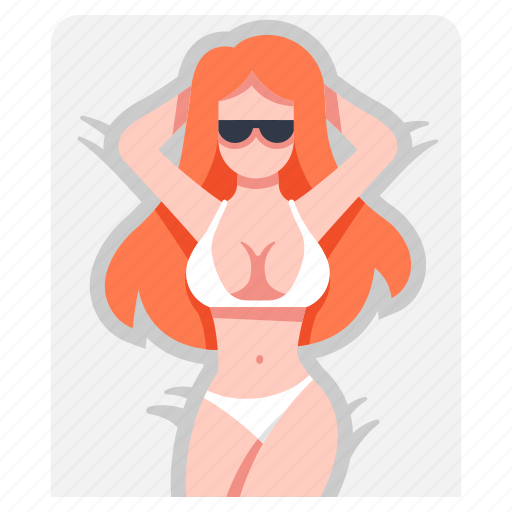Beach, bikini, lifestyle, summer, sunbathing, vacation, woman icon - Download on Iconfinder
