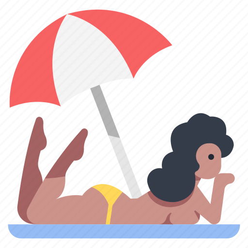 Beach, bikini, relax, summer, sunbathing, vacation, woman icon - Download on Iconfinder