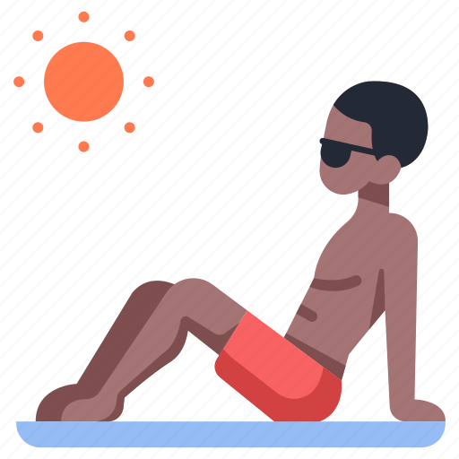 Beach, man, person, relax, summer, sunbathing, vacation icon - Download on Iconfinder