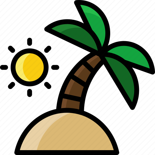 Beach, holiday, island, palm, summer, sun, vacation icon - Download on Iconfinder