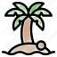 island, beach, palm tree, summer, sea, coconut, sand 