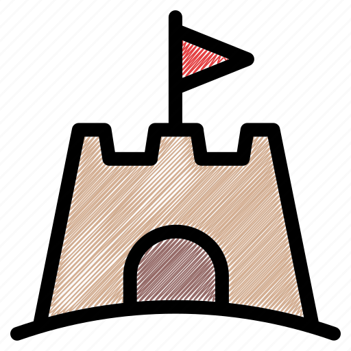 Sand, castle, building, construction, beach, summer, flag icon - Download on Iconfinder