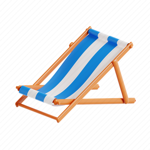 Beach chair, beach, summer, chair, vacation, holiday, relax 3D illustration - Download on Iconfinder