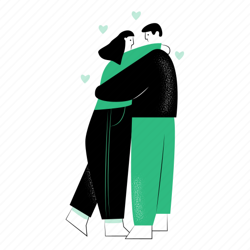 Couple, valentine, hug, heart, romantic, love, romance illustration - Download on Iconfinder