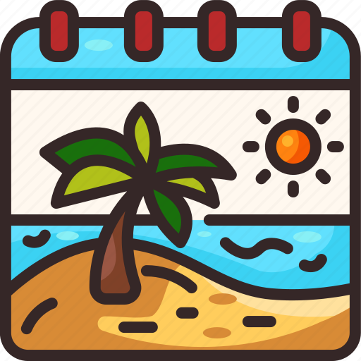 Summer, calendar, holiday, vacation, summertime, season, schedule icon - Download on Iconfinder