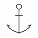 anchor, line, ocean, outline, sea, ship, vessel