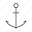 anchor, line, ocean, outline, sea, ship, vessel 