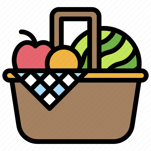 Basket, food, fruit, picnic, summer icon - Download on Iconfinder