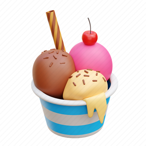 Ice cream, cream, ice, food 3D illustration - Download on Iconfinder