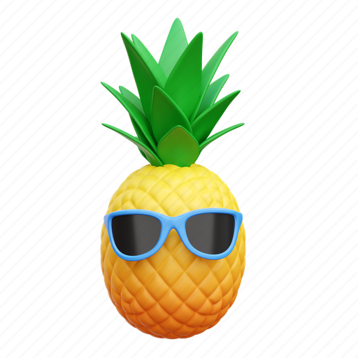 Pineapple, sunglasses, fruit, tropical, summer 3D illustration - Download on Iconfinder