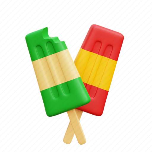 Popsicle, ice cream, ice cream stick, beach, summer 3D illustration - Download on Iconfinder