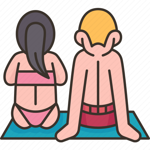 Sunbathing, couple, beach, relax, holiday icon - Download on Iconfinder